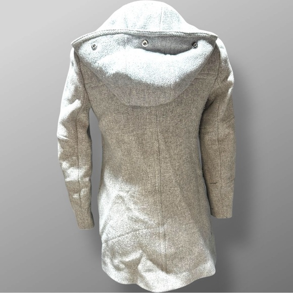 J.Crew Stadium Cloth Wool Coat Nello Gori Sz 00 Hooded Zip Button Read - Picture 3 of 13